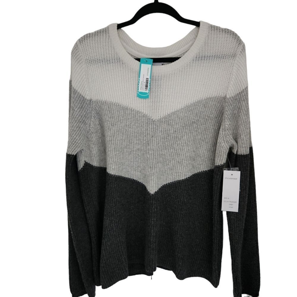 Design History Carrie Zipper Back Knit Sweater Long Sleeve Size XL